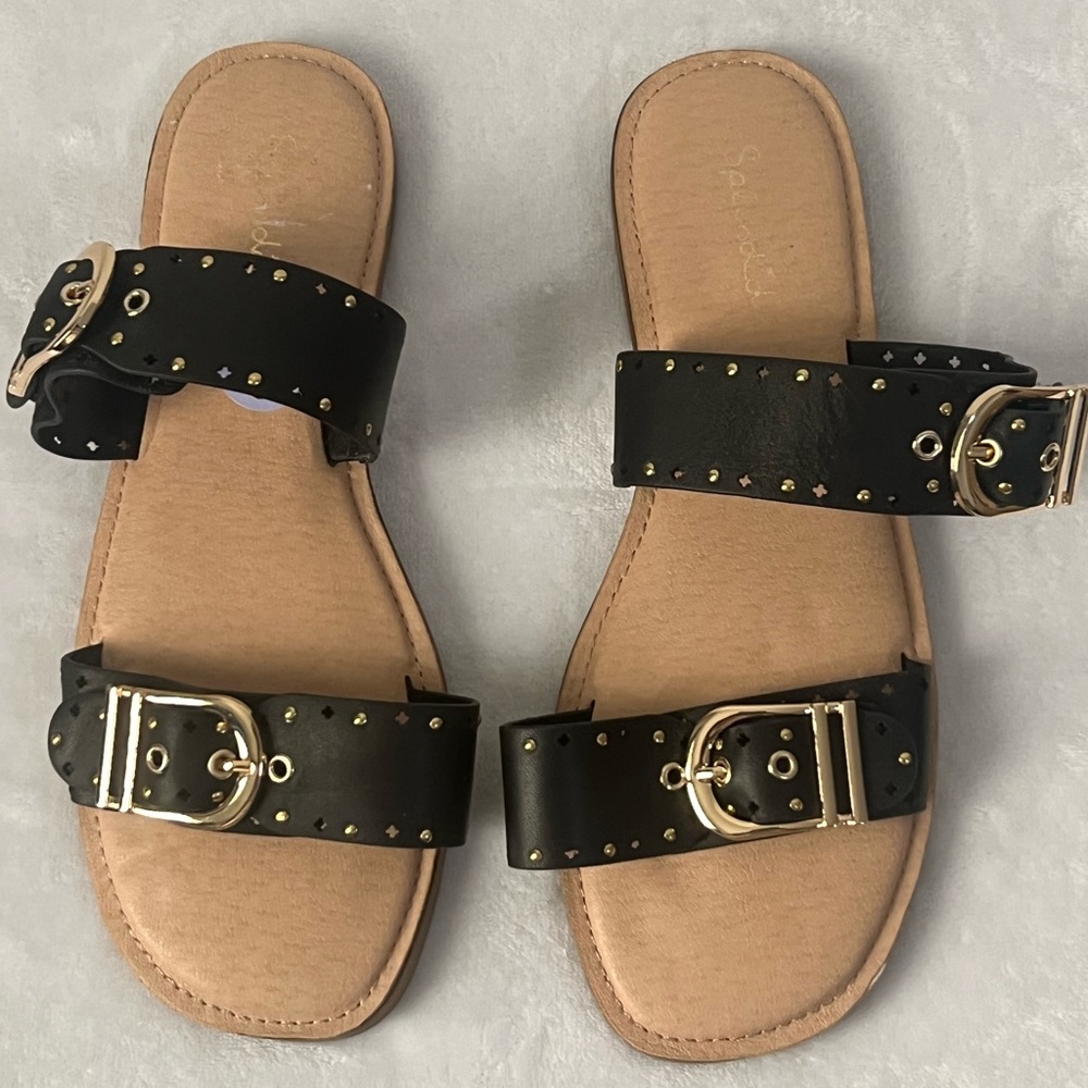 Splendid‎  Cute Black Sandals with Gold Accents, Size 81/2,NWOT
